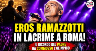 Eros Ramazzotti in lacrime al concerto